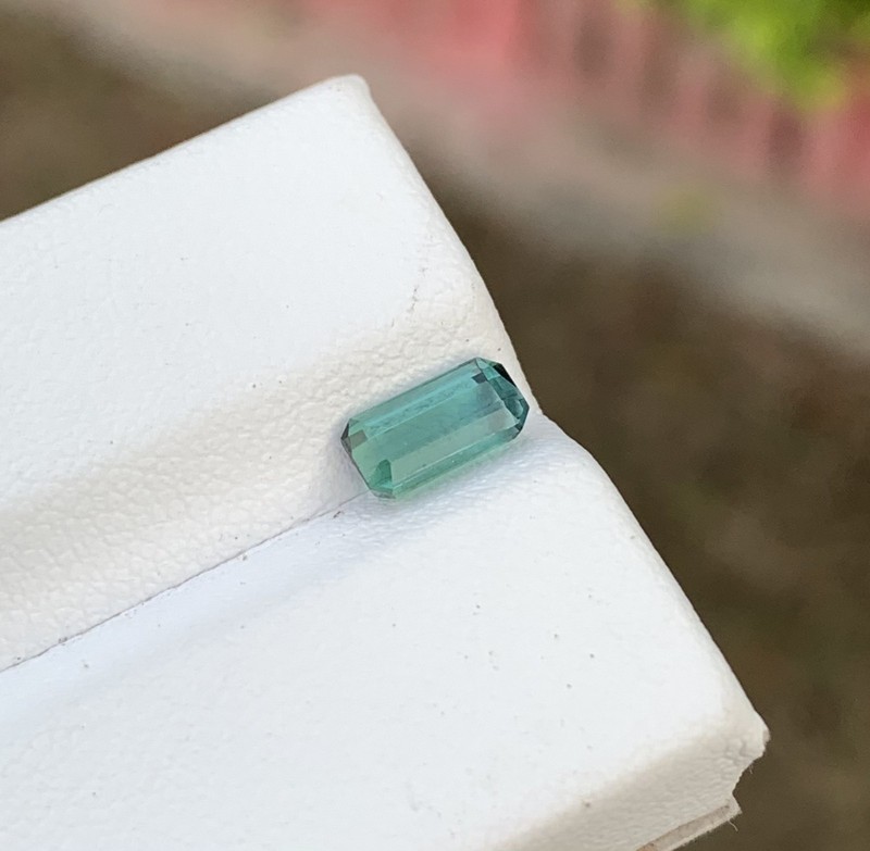 Natural Afghanistan Mint Green Tourmaline 0.90ct Emerald Cut Eye Clean Gemstone gallery
