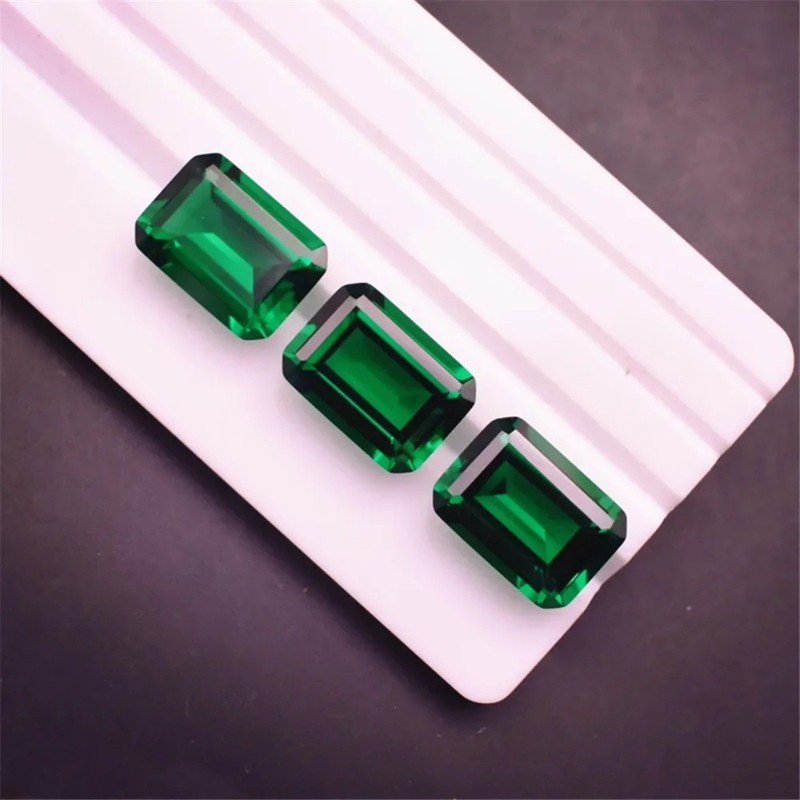 Emerald Rectangle Faceted Gemstone Emerald Cut Vivid Green Emerald Gem gallery