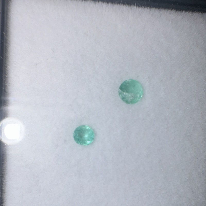 Natural Green Emerald Round Cut Loose Gemstones Pair 2 Pieces
