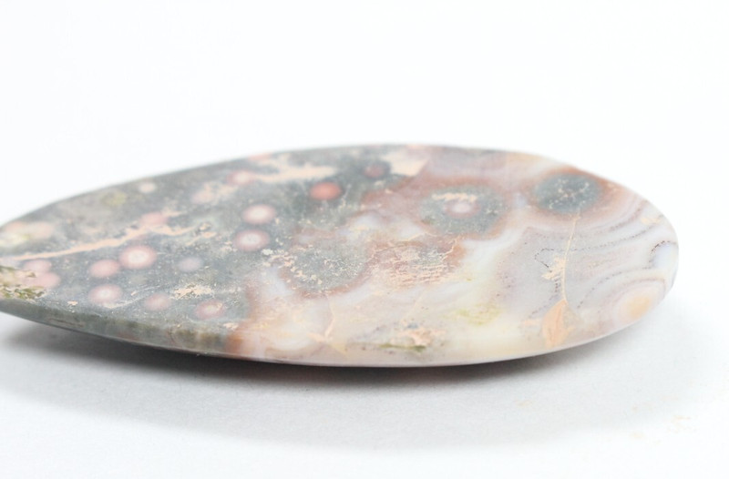 Ocean Jasper Freeform Cab Cabochon 43 x 20 x 6mm Green / White / Pink. 8gm gallery