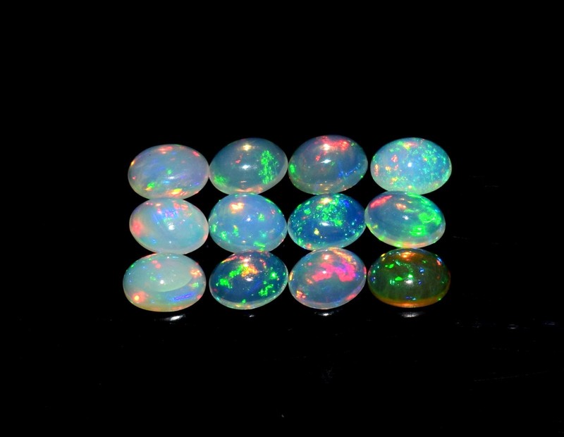 Natural Ethiopian Opal Welo Fire Loose Gemstone Cabochon 12 Pcs size 6x8mm Lot3 gallery