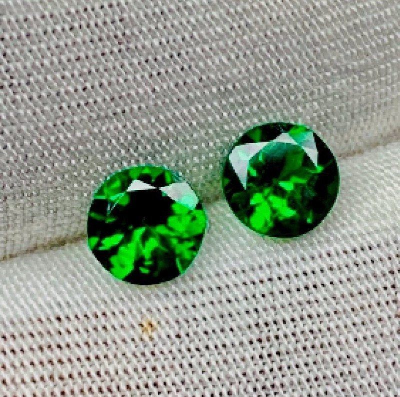 6mm Round Pair Natural Untreated Vivid Green Tsavorite Garnet Gemstone