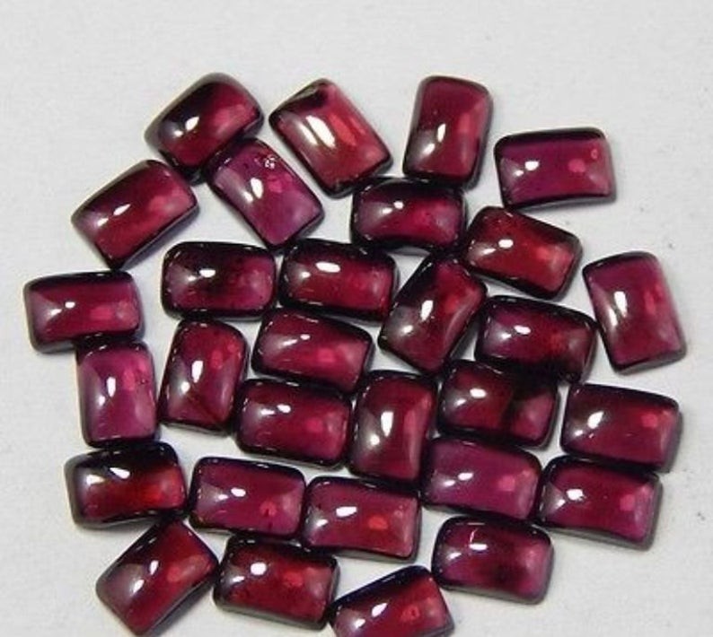 Natural Garnet Hyderabadi Rectangle Cabochon 5x7mm To 12x16mm Loose Gemstone