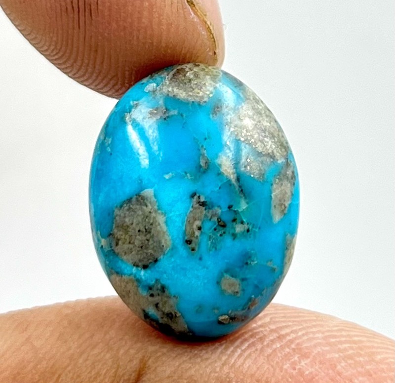 18x14x8 MM 15.Carat Natural Blue Turquoise Oval Cabochon Loose Gemstone CW=145
