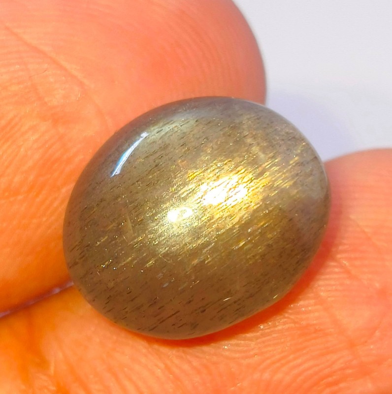 Natural Gray Sunstone Cats Eye Oval Cabochon Loose Gemstone Y22-1 gallery
