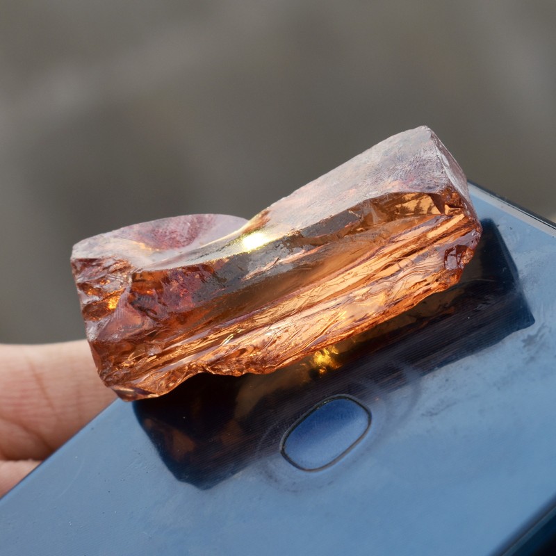 Uncut Rough 91 Carat Gemstone Natural Orange Sapphire CERTIFIED Raw Rough gallery