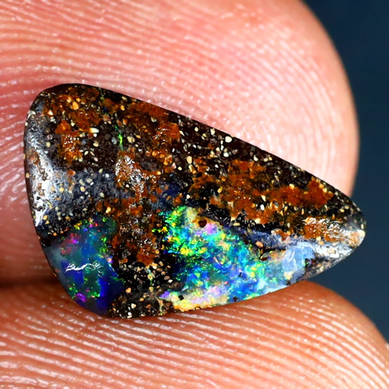 1.92 ct Fancy Cabochon (14 x 8 mm) Multi Color Australian Koroit Boulder Opal