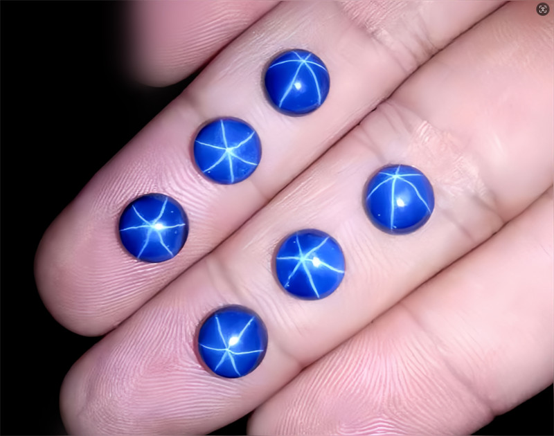 Top Quality Round Cabochon Blue Star Sapphire Lab-Created AAAA+ Loose Gemstone gallery