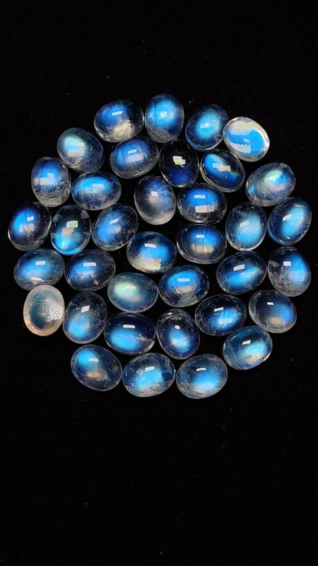8A Quality Rainbow Moonstone Amazing Blue Falshy Fire Oval 8x10MM gallery