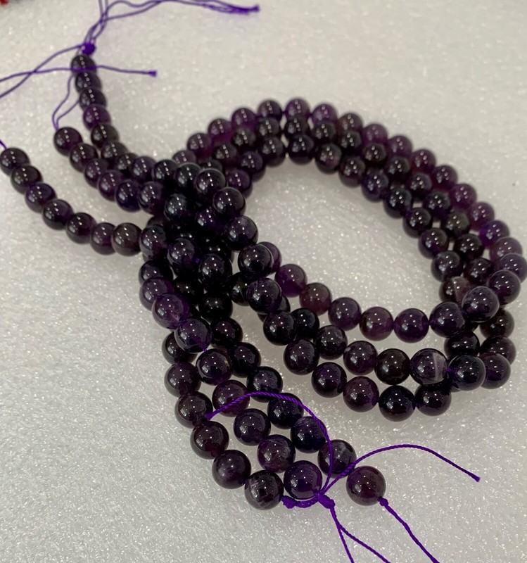 LOT of 3 Strands Genuine Natural 8mm Deep Purple Amethyst Rounds