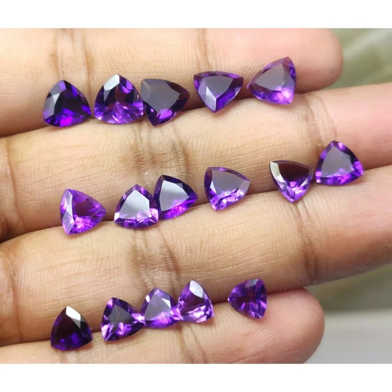 AAA+ Natural Amethyst Faceted Trillion Shape Loose Gemstone