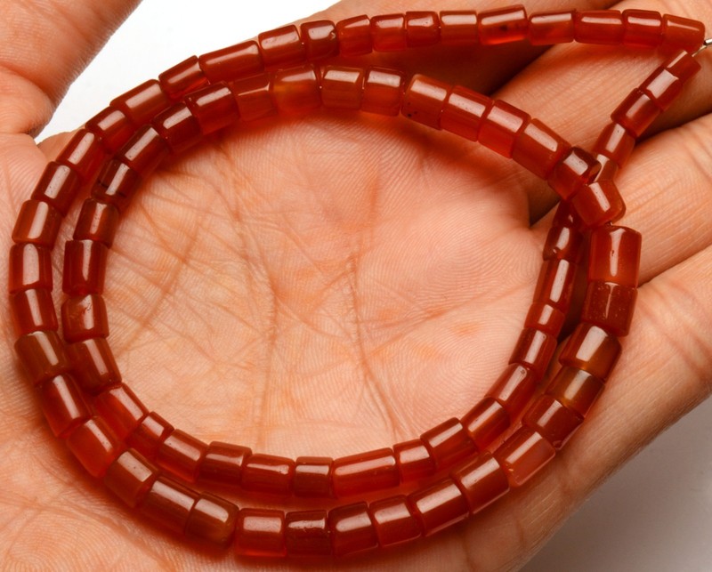 Natural Carnelian 4 to 5 mm Size Tube Beads Strand 16" Jewelry Making Gems India gallery
