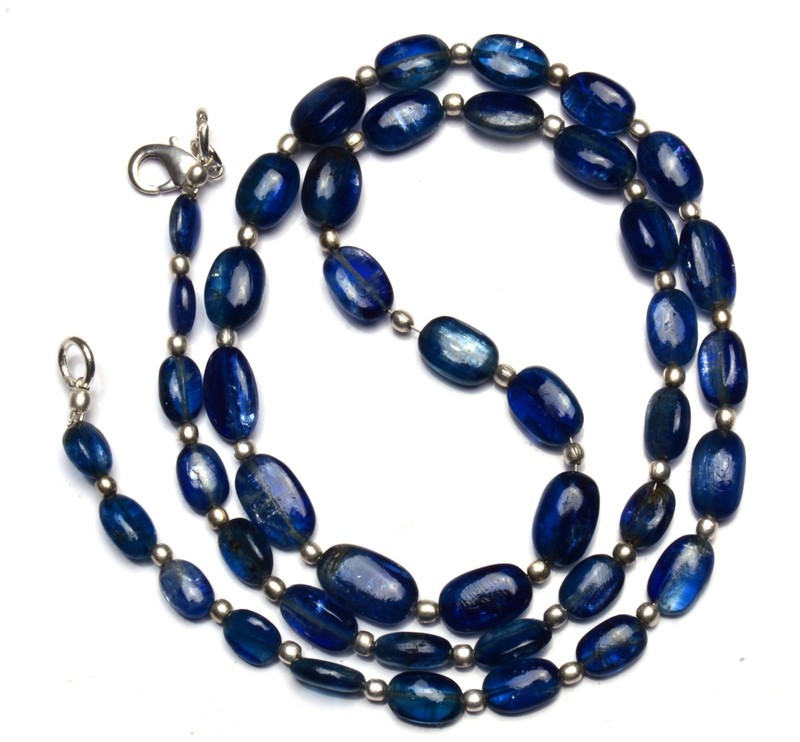 Natural Gem Kyanite 7×5 to 11x8MM Smooth Nuggets 134Cts. Finished Necklace 20″