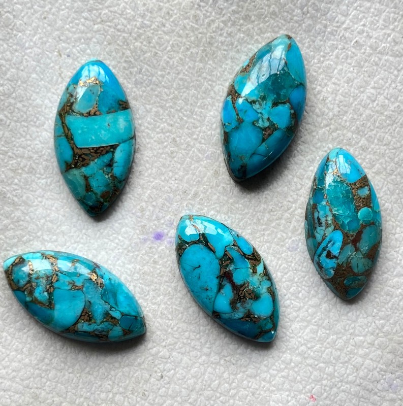 [WHOLESALE] BLUE COPPER TURQUOISE CABOCHON MARQUISE SHAPE LOOSE GEMSTONE gallery
