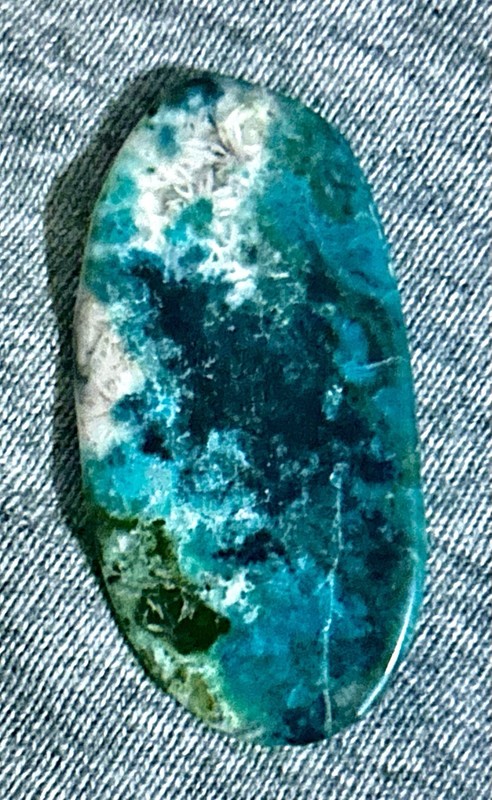 25 Carat Gem Silica Chrysocolla Finished Polished Freeform Gemstone Cabochon