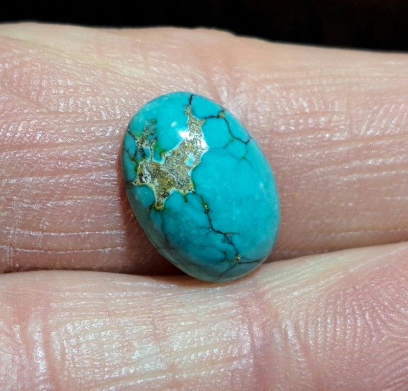 💎5ct GORGEOUS Natural Kingman Spiderweb Turquoise Cabochon 💎 gallery