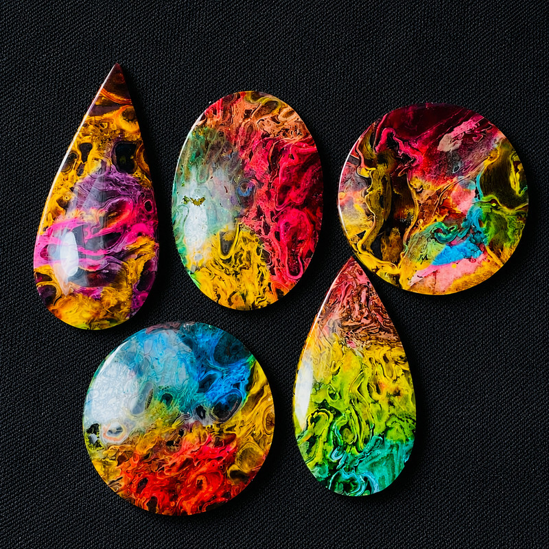 Palmroot Rainbow Dyed Cabochon Lot 5 Pcs Mixed Shapes Polished Jewelry Making gallery