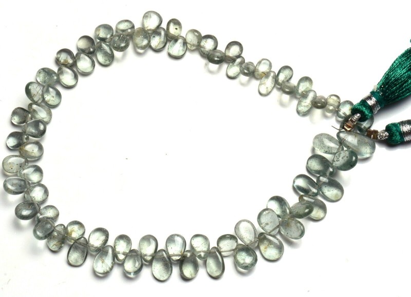 Natural Gem Moss Aquamarine Smooth 7x5MM Approx. Pear Shape Briolette Beads 9.5″