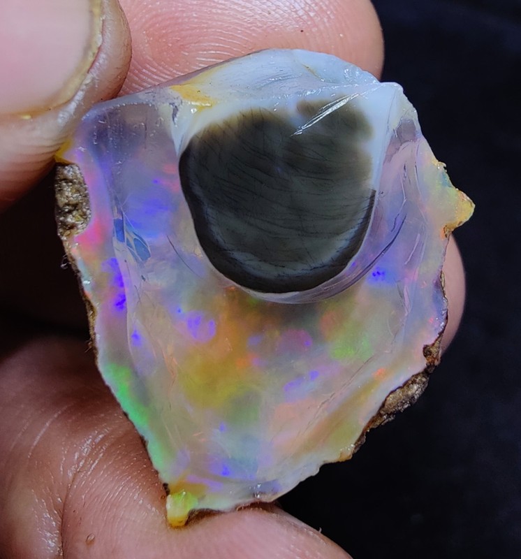 42 Carat, Natural Black Egg Ethiopian Opal Rough, Gemstone, Jewellery.