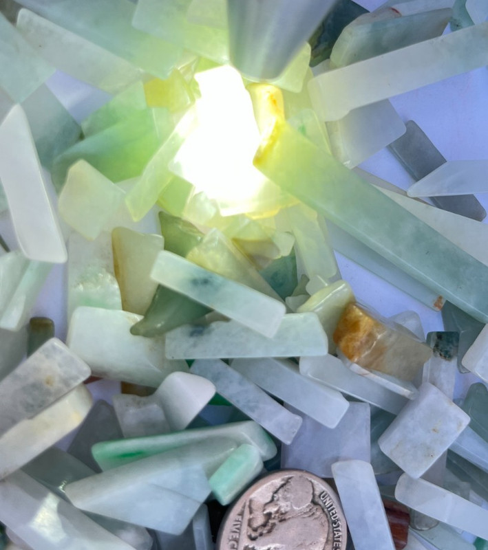 Green Burmese Jadeite Polished Jewelry Cuttings 1150cts