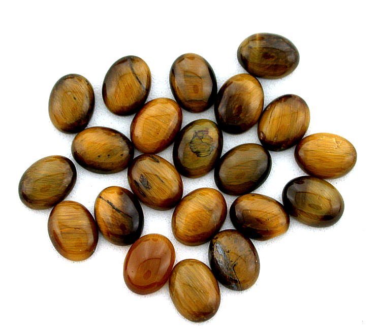 TEN 8×6 8mm x 6mm Oval Natural Tigereye Cab Cabochon Gem Stone Gemstone CM186