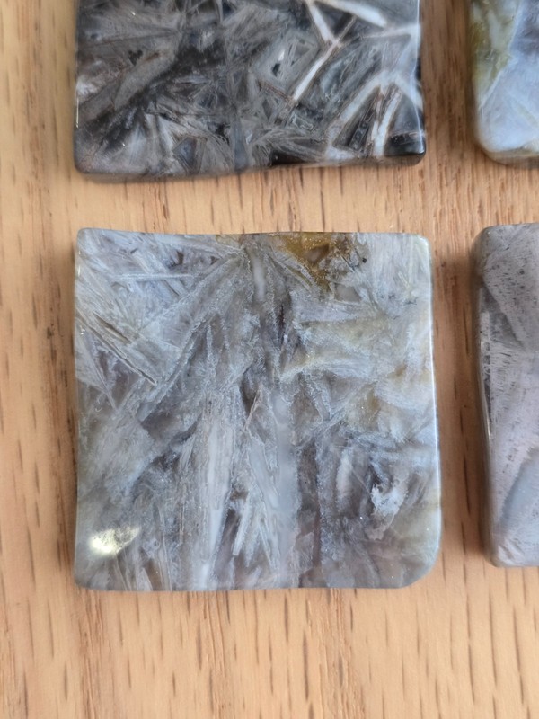 Natural Sagenite Agate Undulating Square Slab Geometric Drilled Stone Pendant gallery