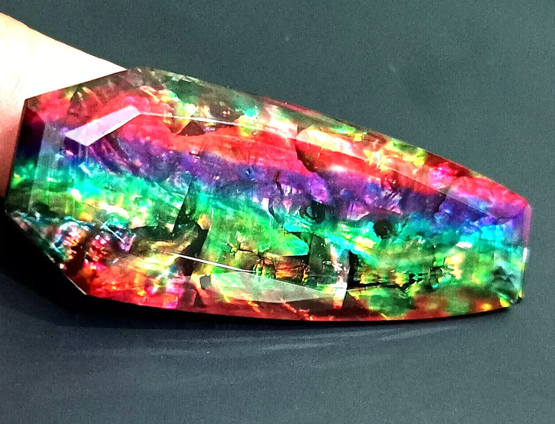 A++ Ammolite 62-64 Ct Natural Opal-Like Fancy Cut Organic Doublet Loose GEMSTONE gallery