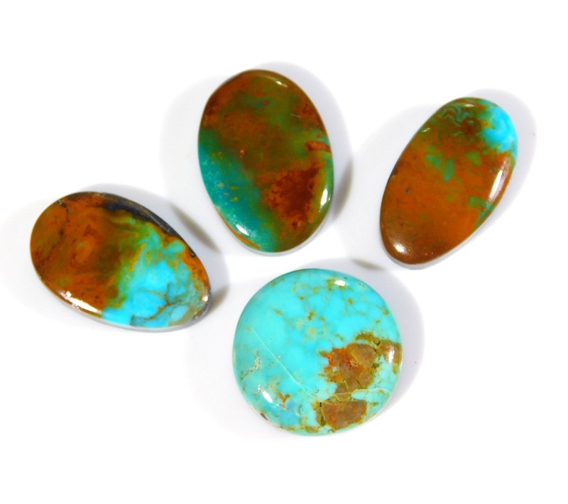 4Pieces Natural Patagonia Turquoise Mix Cabochon Gemstone Backed 33.Carat DL=137 gallery