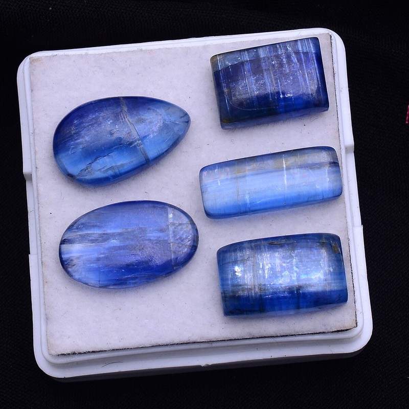 5 Pcs Natural Kyanite Top Grade 14mm-17mm Cabochon Untreated Loose Gemstones Lot gallery