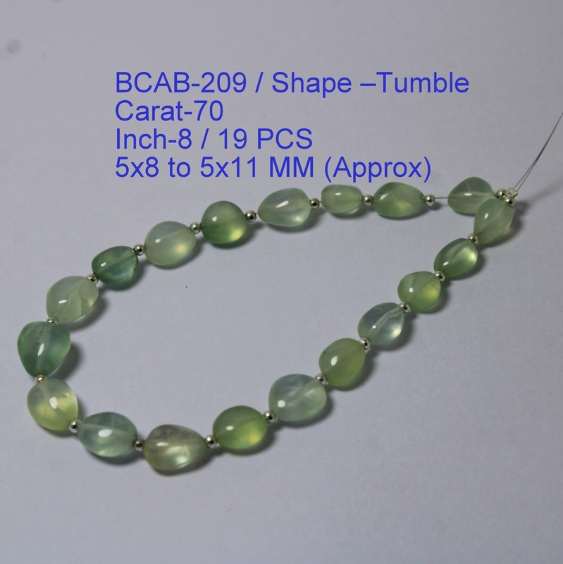 70 Ct 5x8 to 5x11 MM Natural Light Green Smooth Tumble 8 Inch Necklace Gemstone gallery