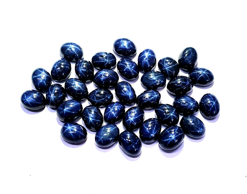 Natural Star Blue Sapphire Oval Cabochon Loose Gemstone Lot 6 Pcs 6×8 MM 11 CT