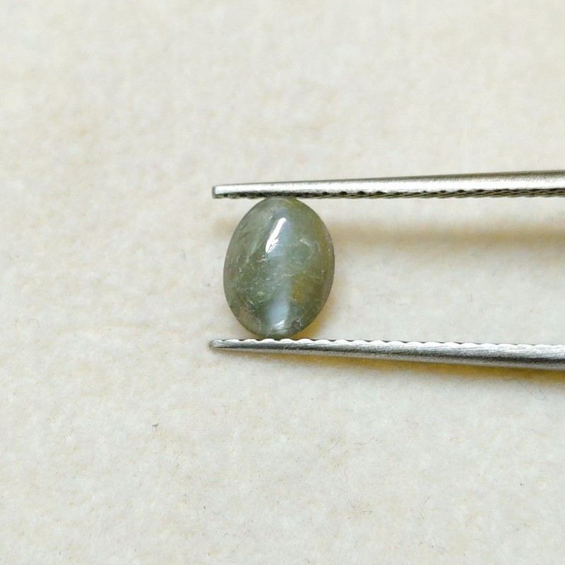 0.88 Carat Natural Alexandrite Cats Eye Loose Gemstone Oval Cab Bio Green A-1185
