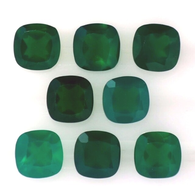 COMMERCIAL EMERALD 6 MM CUSHION CUT CALIBRATED 2 PC SET F-2651 TREATED