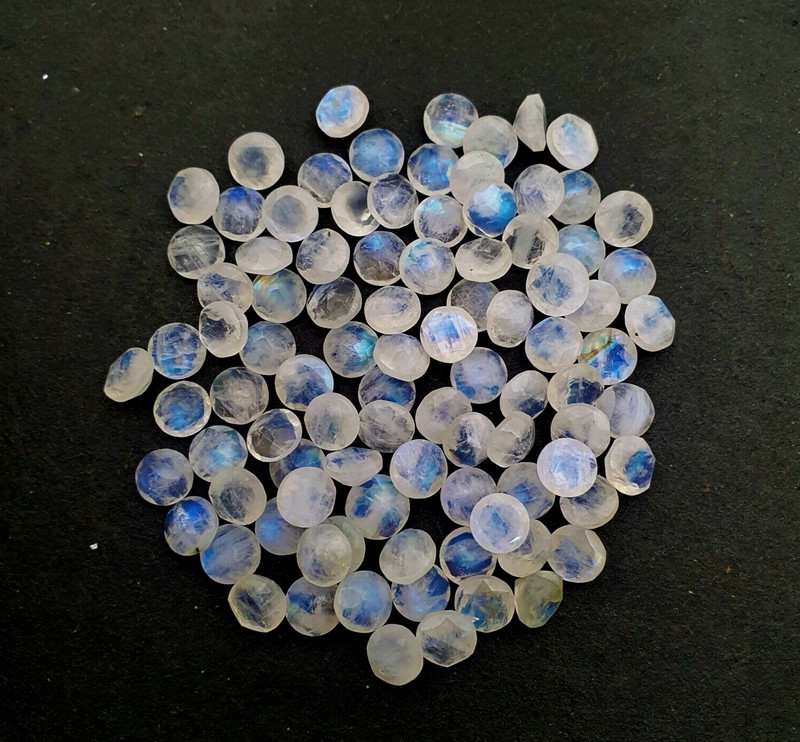 Natural Rainbow Moonstone Round Cut Loose Gemstone Lot 58 Pcs 7 MM 70 CT