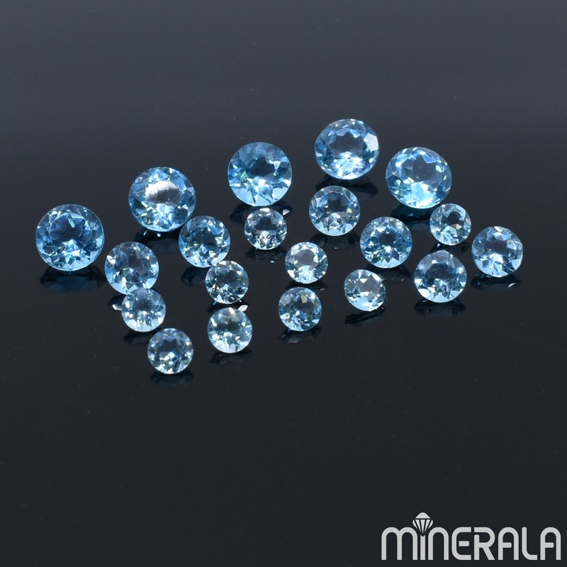 WHOLESALE NATURAL SWISS BLUE TOPAZ GEMSTONE FACETED ROUND 1.25mm-3mm WP001B1 gallery