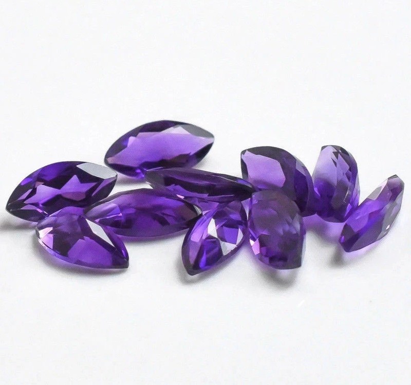 AGL Certified Natural Amethyst Marquise Cut 5-7 Ct Loose 80 Pcs Gemstones Lot