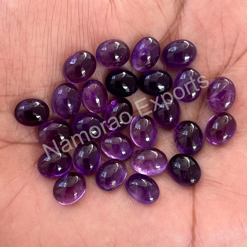 Natural Amethyst Oval 3x5 mm to 15x20 mm Cabochon Loose Gemstone Lot gallery