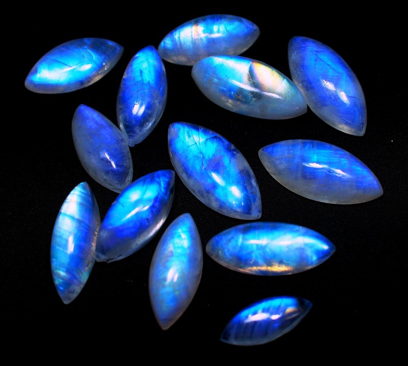 121 Ct Bulk Lot Natural Blue Fire Rainbow Moonstone Fancy Cabochon Gems RQ-320