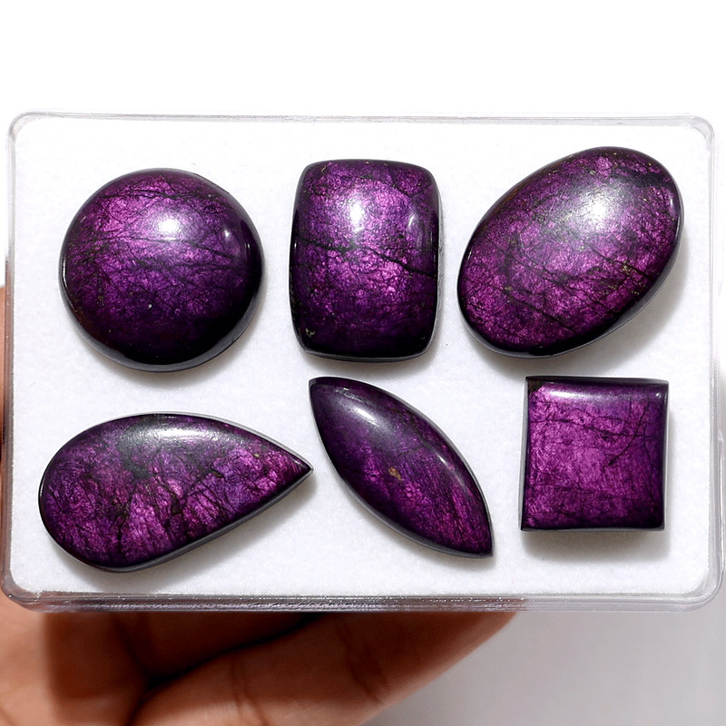 Royal Violet~ 6 PC Natural Purpurite Hi-Quality 17mm-30mm Mix Cabochon Gemstones