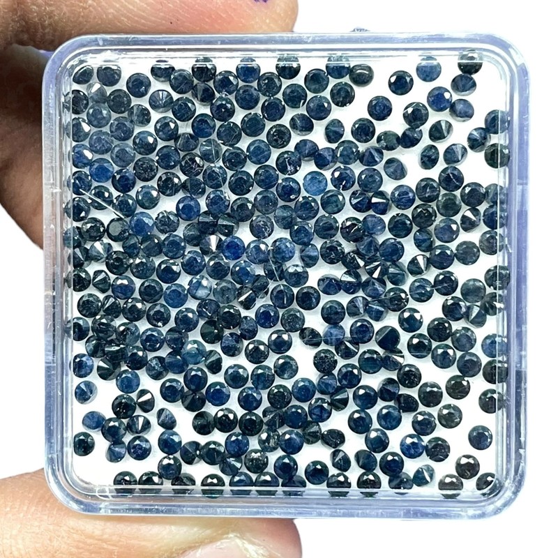 100 Pcs Natural Blue Sapphire 2mm Round Diamond Cut Calibrated Loose Gemstones