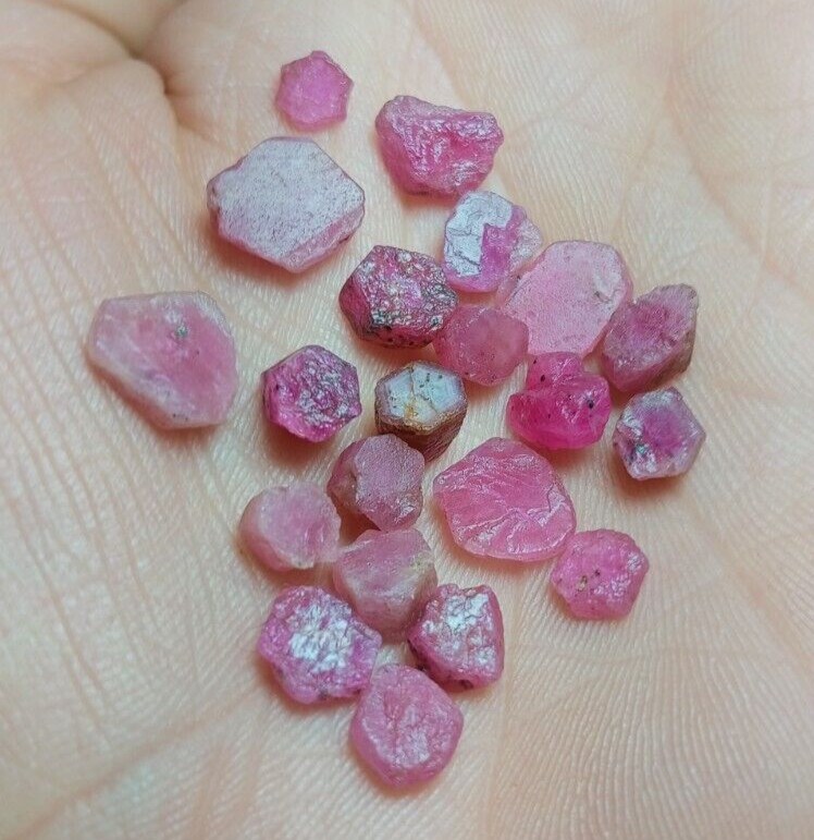 20 Pcs Ruby Rough Lot, Pink Ruby Specimen, Natural Ruby Rough Size 4 to 12mm. gallery