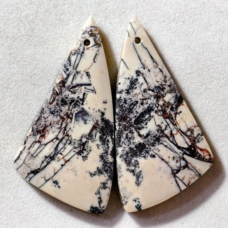 48 Cts Natural Porcelain Jasper Drilled Pair Cabochon Gemstone 38.6 X 19.3 MM