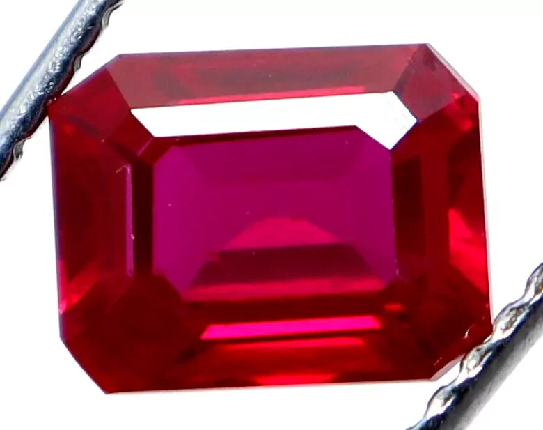 Certified Loose Gemstone 4.75 Ct Natural Red Ruby Faceted Emerald Cut With Gift