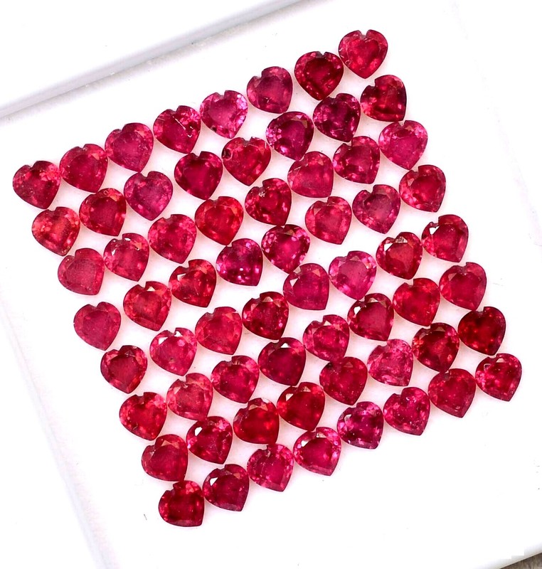 NATURAL CALIBRATED 3MM HEART SHAPE AAA CUT 30 PIECES RED RUBY LOT LOOSE GEMSTONE