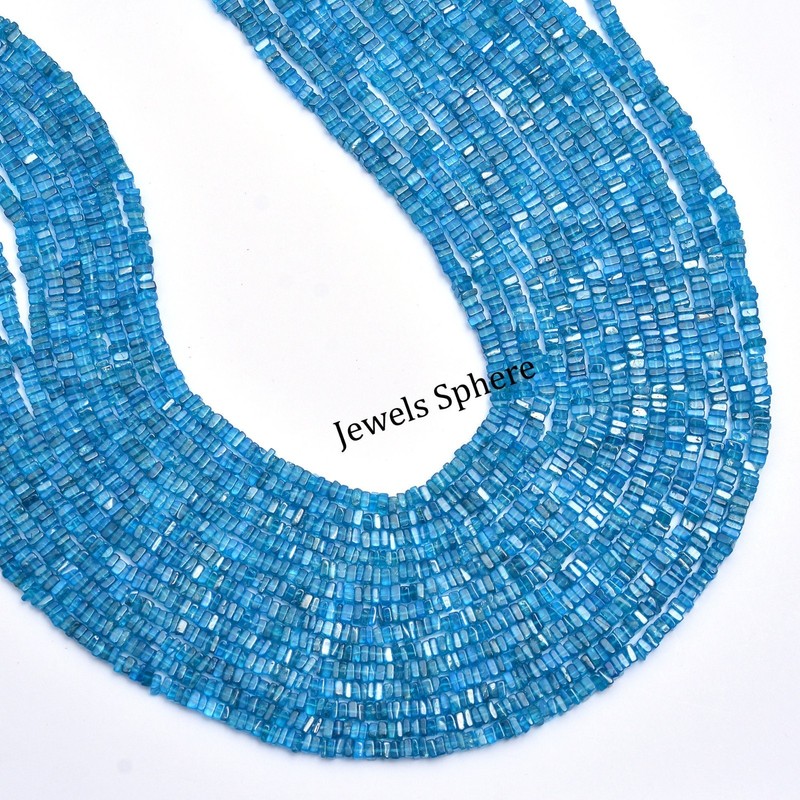 AAA Quality Natural Blue Apatite Smooth Square Beads, 4 mm To 6 mm, Blue Apatite gallery