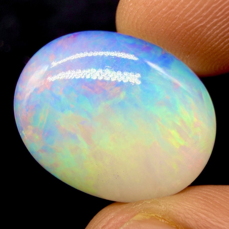 opal, Natural Ethiopian Opal Multifire Loose Cabochon Gemstone 13.25Ct 21x17 MM gallery