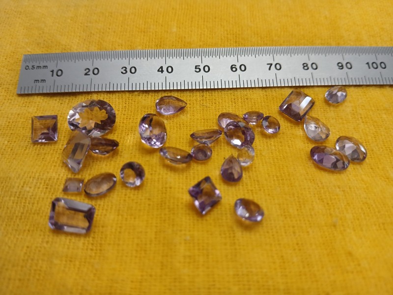 Amethyst Cut Loose Gemstones, Purple, Mixed Shapes, Transparent, 26 Pieces