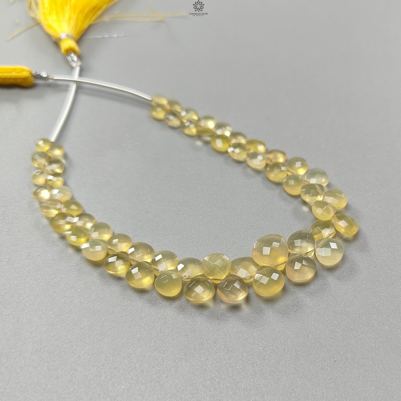 28.60cts Natural Yellow Opal Gemstone Trillion Both Side Faceted Beads 5mm - 9mm gallery