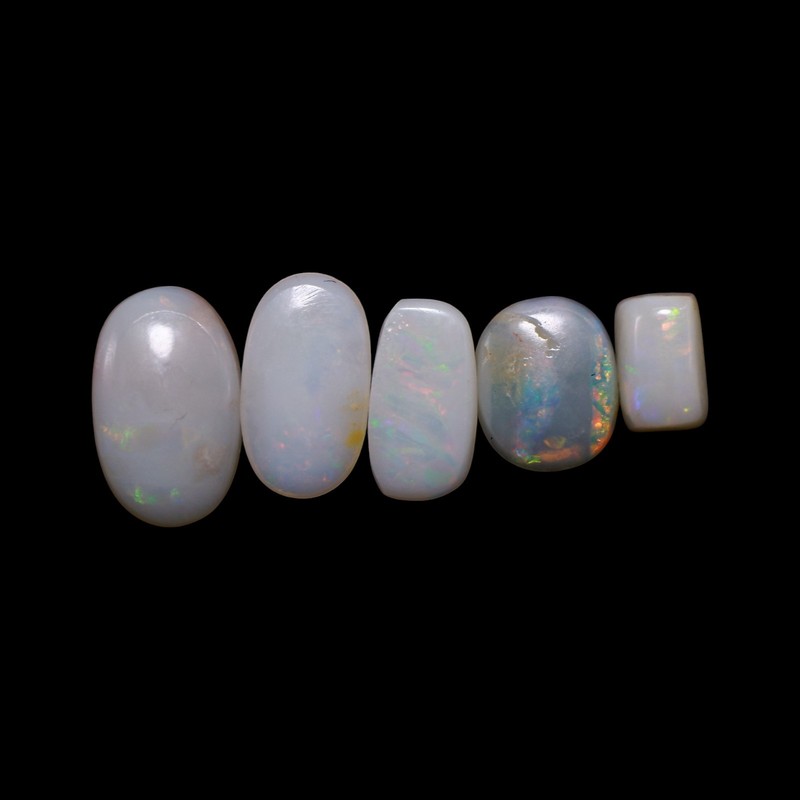 5 Pcs Lot Natural Fire Opal 2.00 Cts Designer Cabochon 3X5X2 TO 6X10X2 MM gallery