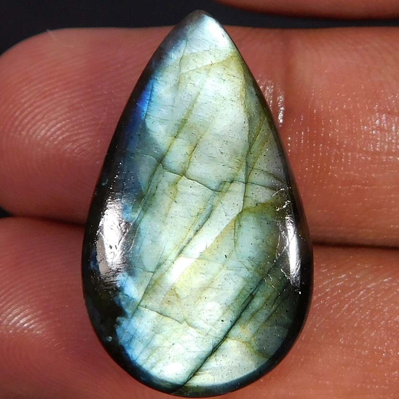 Wholesale 26.10Cts. Natural Rare Blue Flash Labradorite Pear Cabochon Gemstone